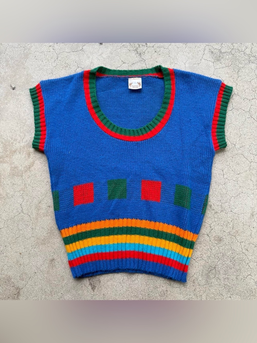 Vintage 70’s 80s Hang Ten Union Made  Cropped Knit Sweater Womens Vest